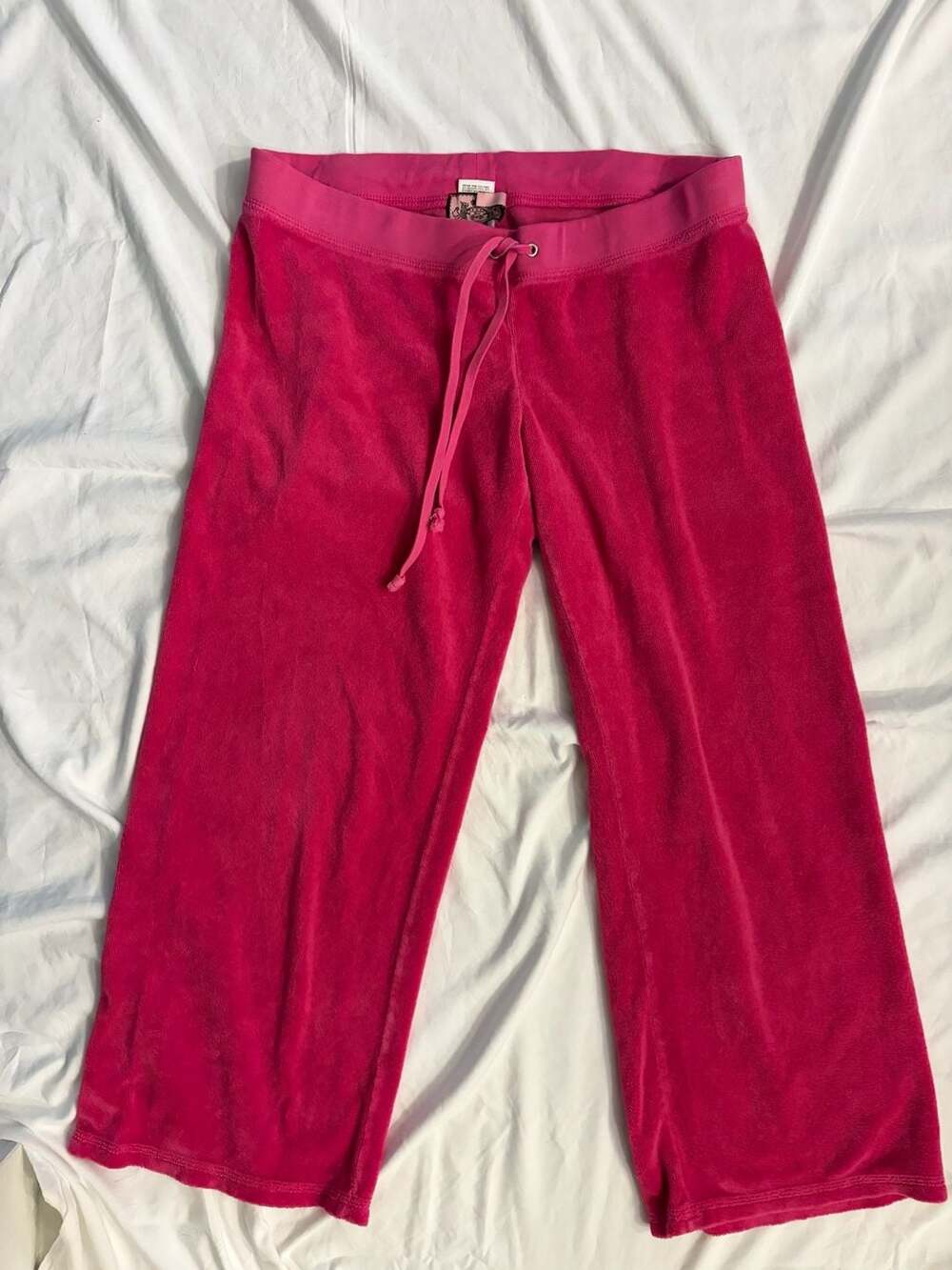 2000s Y2K Juicy Couture Hot Pink Velour Track Pants Size S